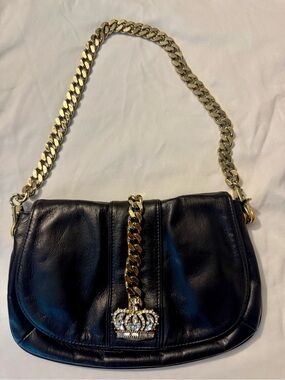 Wilsons Leather Maxima Y2K Shoulder Bag with Rhinestone and Gold Crown Charm